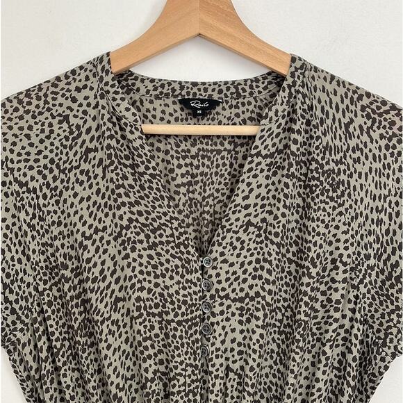 Rails Karla Olive Lynx Smocked Waist Flouncy Tiered Lightweight Mini Dress - XS - Picture 6 of 15